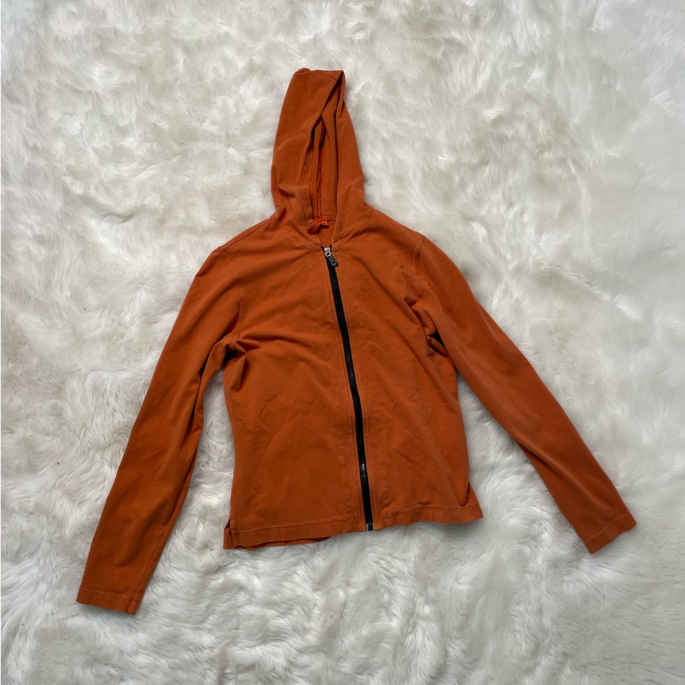 Orange zip up jacket, size M